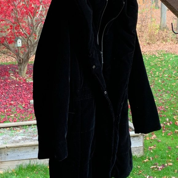 PLUSH J.Jill hooded velvet plush puffer drawcord anorak winter coat L NEW - Picture 2 of 7